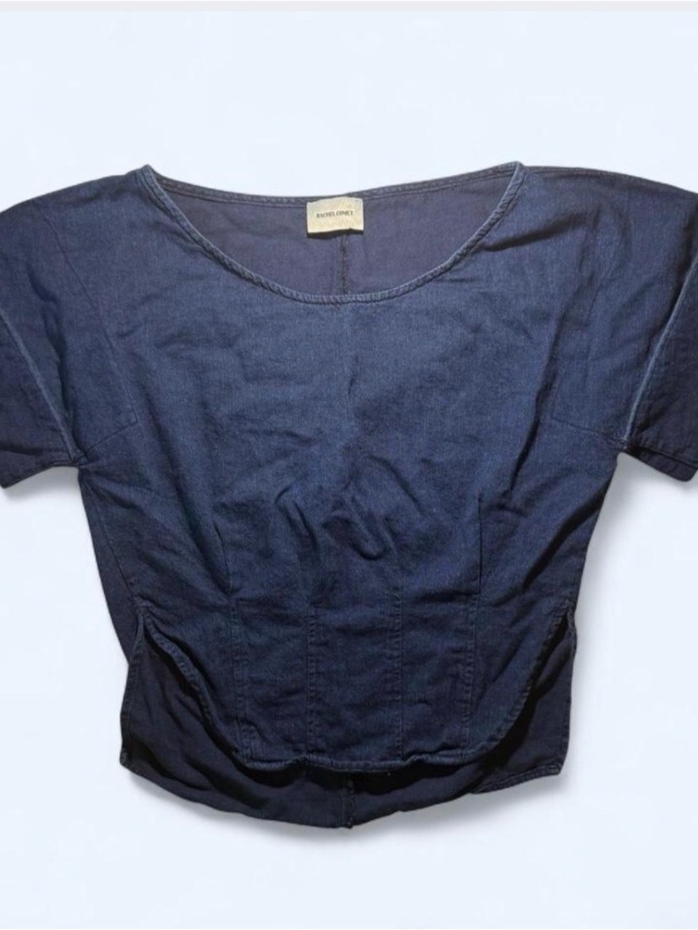 Rachel Comey Navy Short-Sleeve Scoop Neck Top